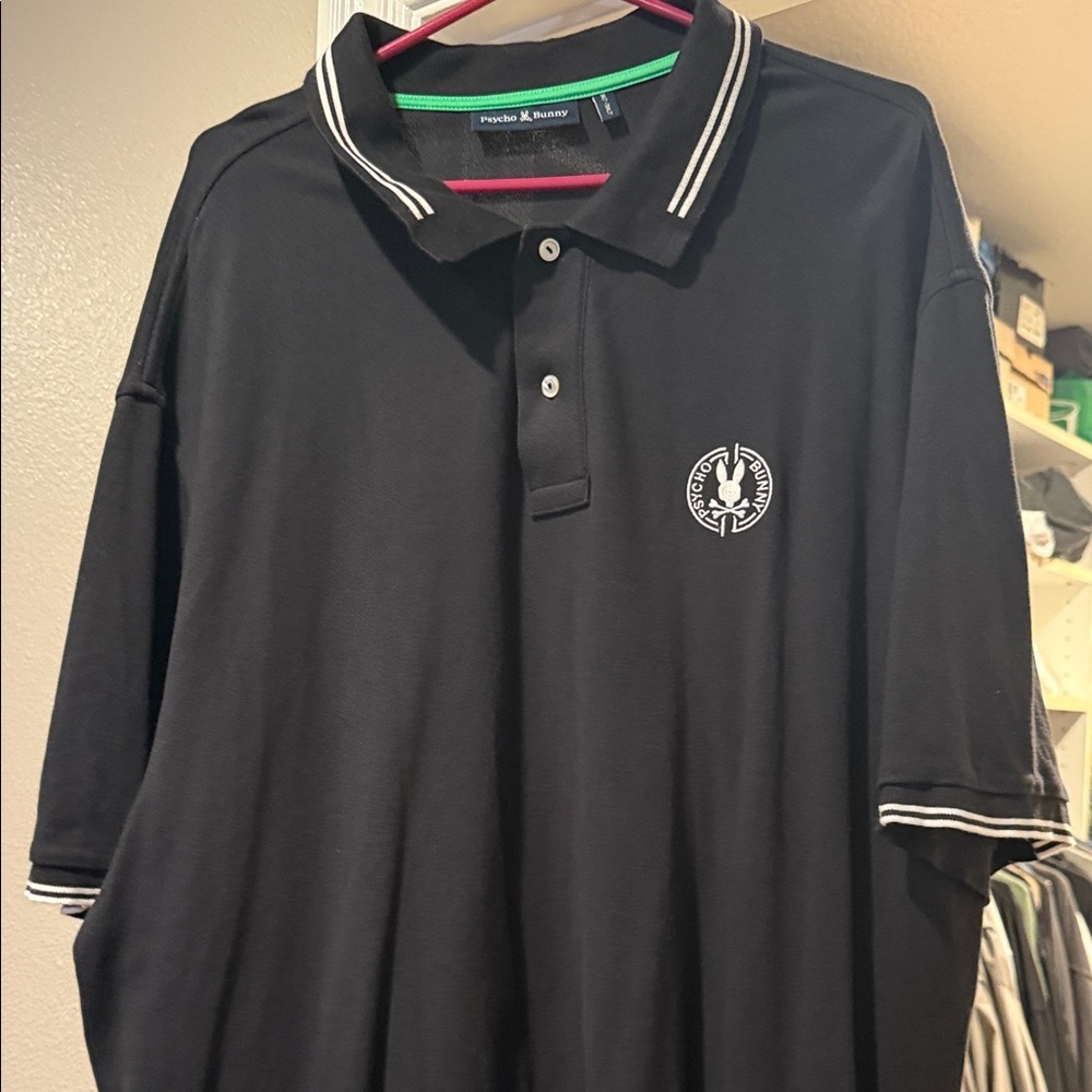 Psycho Bunny Black Polo with White Details